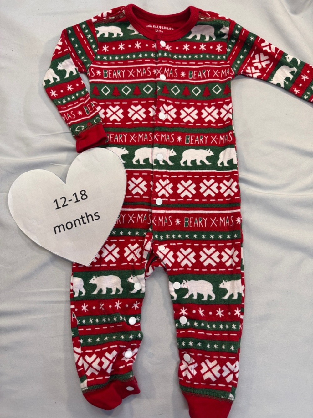Little Blue House - Festive Polar Bear Kids One Piece Footie/Sleeper